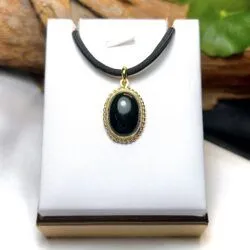 Mặt dây ngọc Phỉ thúy mực dục, vàng 18k - Hình ảnh 4