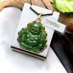Phật Di Lặc ngọc bích Canada, vàng 18k - Ảnh 4