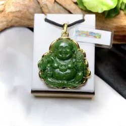 Phật Di Lặc ngọc bích Canada, vàng 18k - Ảnh 2