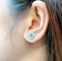 Khuyên tai ngọc Phỉ thúy Myanmar, vàng 18k - Hình ảnh 8