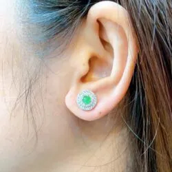 Khuyên tai ngọc Phỉ thúy Myanmar, vàng 18k