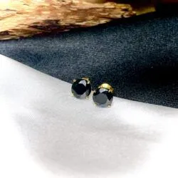 Khuyên tai ngọc Phỉ thúy mực dục Myanmar, vàng 18k - Hình ảnh 2