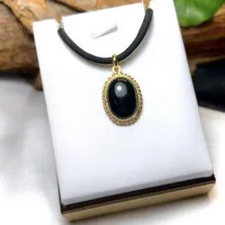 Mặt dây ngọc Phỉ thúy mực dục, vàng 18k - Hình ảnh 3