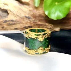 Nhẫn càn long Ngọc cẩm thạch sơn thủy Myanmar, bản 20mm - Hình ảnh 3