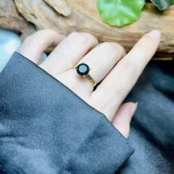 Nhẫn ngọc Phỉ thúy mực dục Myanmar, vàng 18k