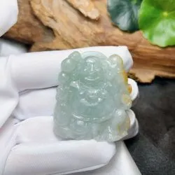 Phật Di Lặc ngọc Cẩm thạch nếp băng điểm huyết - Hình ảnh 6