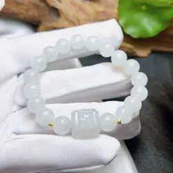 Vòng chuỗi Bạch ngọc mix Lu thống chú Om - Hình ảnh 4