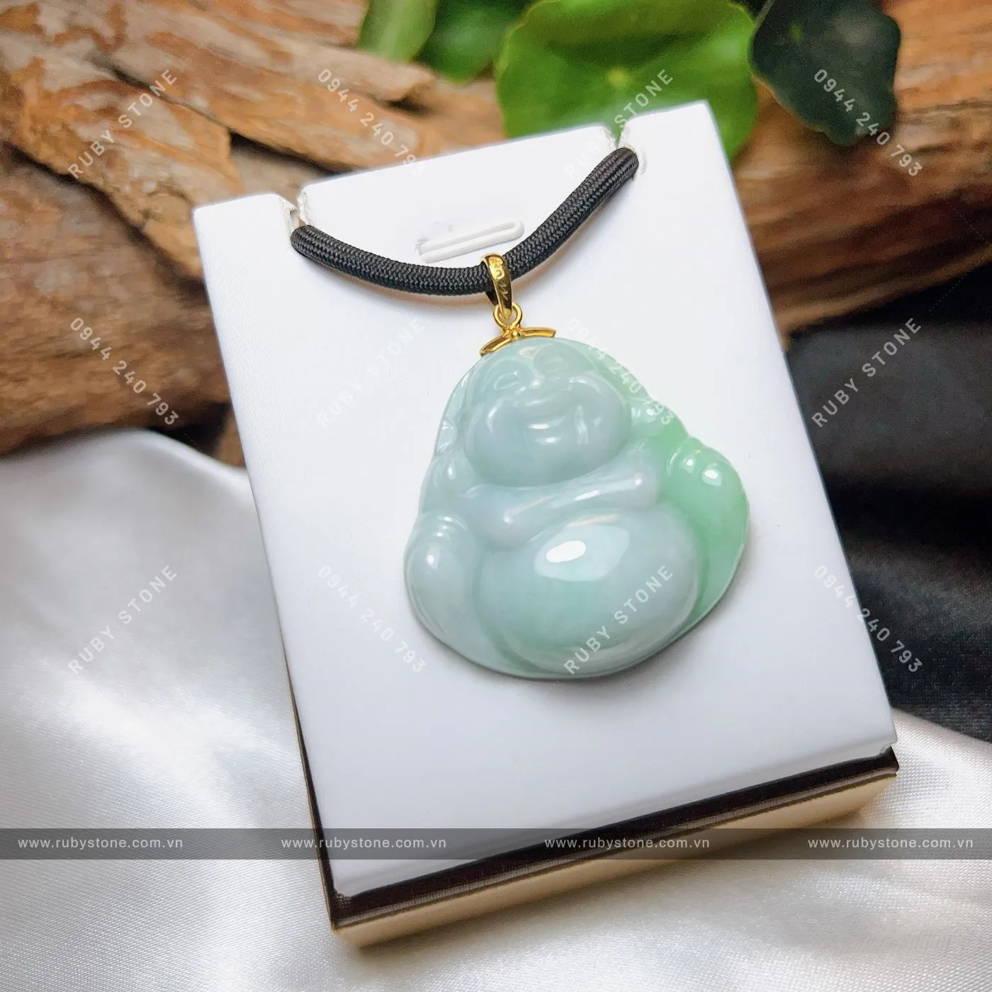 Phật Di Lặc ngọc cẩm thạch điểm xanh lý Phật Di Lặc ngọc cẩm thạch điểm xanh lý - Ảnh 2