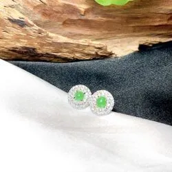 Khuyên tai ngọc Phỉ thúy Myanmar, vàng 18k - Hình ảnh 4