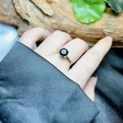 Nhẫn ngọc Phỉ thúy mực dục Myanmar, vàng 18k