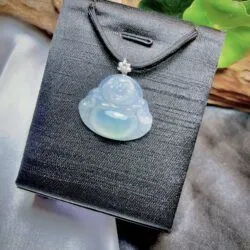 Phật Di Lặc ngọc Phỉ thúy Myanmar, vàng 18k, kim cương thiên nhiên - Hình ảnh 5