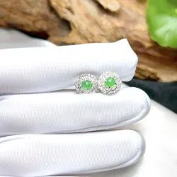 Khuyên tai ngọc Phỉ thúy Myanmar, vàng 18k