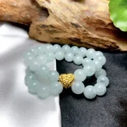 Vòng chuỗi đôi ngọc Cẩm thạch Myanmar, charm vàng 24k - Hình ảnh 6