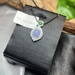 Mặt dây ngọc Phỉ thúy tử la lan Myanmar, vàng 18k - Hình ảnh 5