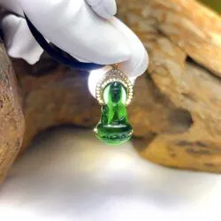 Phật quán thế âm bồ tát ngọc Phỉ thuý mực dục Myanmar, vàng 18k - Hình ảnh 7