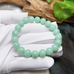 Vòng chuỗi Ngọc cẩm thạch xanh nhạt Myanmar 10 ly - Hình ảnh 7