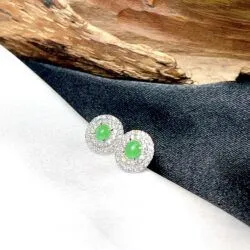 Khuyên tai ngọc Phỉ thúy Myanmar, vàng 18k - Hình ảnh 2