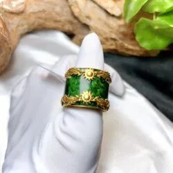 Nhẫn càn long Ngọc cẩm thạch sơn thủy Myanmar, bản 20mm