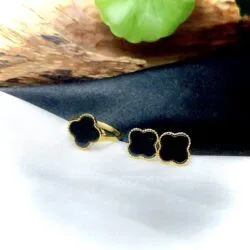 Bộ trang sức ngọc Phỉ thúy mực dục Myanmar, vàng 18k