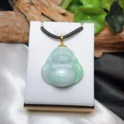 Phật Di Lặc ngọc cẩm thạch điểm xanh lý