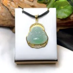 Phật Di Lặc ngọc Phỉ thúy Myanmar, vàng 18k