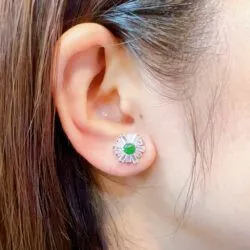 Khuyên tai ngọc Phỉ thúy xanh lục đế vương Myanmar, vàng 18k - Hình ảnh 8