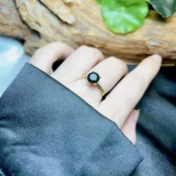 Nhẫn ngọc Phỉ thúy mực dục Myanmar, vàng 18k