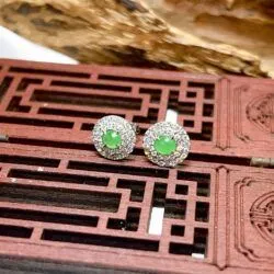 Khuyên tai ngọc Phỉ thúy Myanmar, vàng 18k - Hình ảnh 6