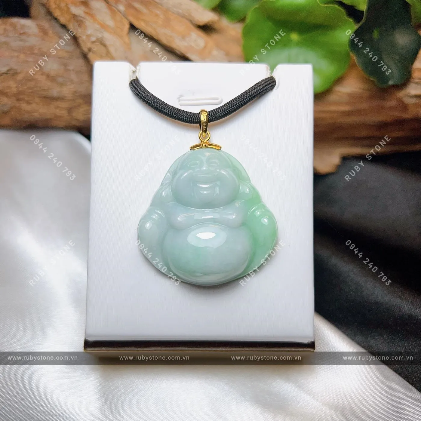 Phật Di Lặc ngọc cẩm thạch điểm xanh lý Phật Di Lặc ngọc cẩm thạch điểm xanh lý - Ảnh 4