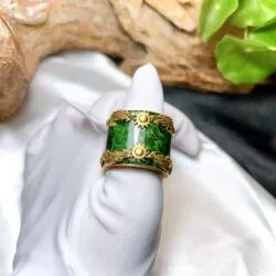 Nhẫn càn long Ngọc cẩm thạch sơn thủy Myanmar, bản 20mm - Hình ảnh 7