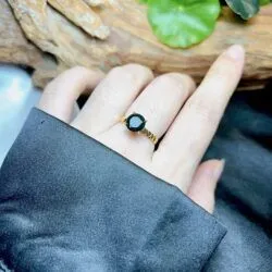 Nhẫn ngọc Phỉ thúy mực dục Myanmar, vàng 18k