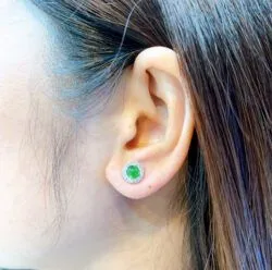 Khuyên tai ngọc Phỉ thúy xanh lục đế vương Myanmar, vàng 18k - Ảnh 7