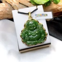 Phật Di Lặc ngọc bích Canada, vàng 18k - Ảnh 6
