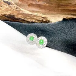 Khuyên tai ngọc Phỉ thúy Myanmar, vàng 18k - Hình ảnh 3