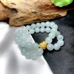 Vòng chuỗi đôi ngọc Cẩm thạch Myanmar, charm vàng 24k - Hình ảnh 5
