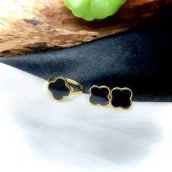 Bộ trang sức ngọc Phỉ thúy mực dục Myanmar, vàng 18k