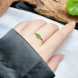 Nhẫn ngọc Phỉ thúy xanh lục đế vương Myanmar, vàng 18k - Ảnh 4