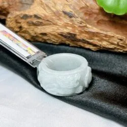 Nhẫn càn long Song Long ngọc cẩm thạch Myanmar, bản 14 ly