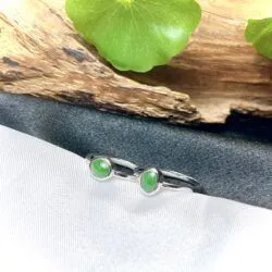 Nhẫn ngọc Phỉ thúy xanh lục Myanmar, vàng trắng 14k