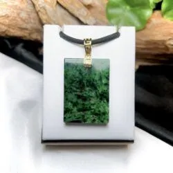 Mặt dây vô sự bài ngọc Cẩm thạch Myanmar, vàng 18k - Ảnh 4