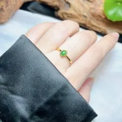 Nhẫn ngọc Phỉ thúy xanh lục đế vương Myanmar, vàng 18k - Ảnh 8
