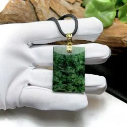 Mặt dây vô sự bài ngọc Cẩm thạch Myanmar, vàng 18k - Ảnh 5
