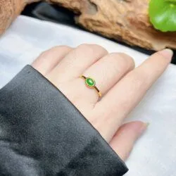 Nhẫn ngọc Phỉ thúy xanh lục đế vương Myanmar, vàng 18k - Ảnh 5