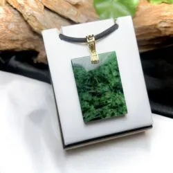 Mặt dây vô sự bài ngọc Cẩm thạch Myanmar, vàng 18k - Ảnh 3
