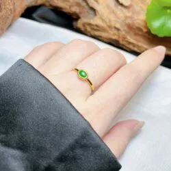 Nhẫn ngọc Phỉ thúy xanh lục đế vương Myanmar, vàng 18k - Ảnh 6