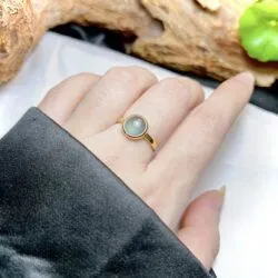 Nhẫn ngọc Phỉ thúy lam ngọc, vàng 18k