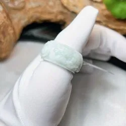 Nhẫn càn long Song Long ngọc cẩm thạch Myanmar, bản 14 ly