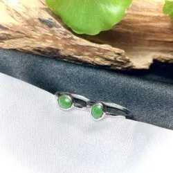 Nhẫn ngọc Phỉ thúy xanh lục Myanmar, vàng trắng 14k