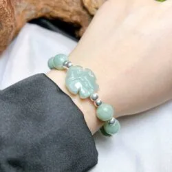 Vòng chuỗi Mân côi ngọc Cẩm thạch Myanmar mix bạc - Hình ảnh 4