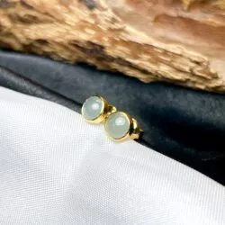 Khuyên tai ngọc Phỉ thúy lam ngọc, vàng 18k